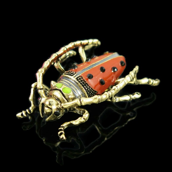 Lirrio's Closet Jewelry - Red & Green Longhorn Beetle Brooch NWT-